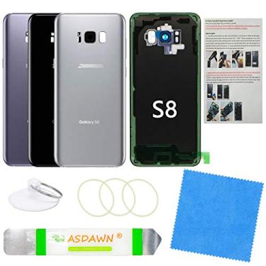 Imagem de Capa de painel de vidro traseiro de substituição para Galaxy S8 com manual de instalação + lente de câmera pré-instalada + todo o adesivo + kit de ferramentas de reparo para Samsung Galaxy S8 SM-G950