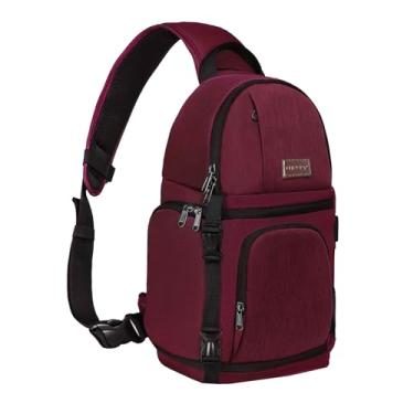 Imagem de MOSISO Bolsa tiracolo para câmera, DSLR/SLR/mirrorless, mochila fotográfica à prova de choque com suporte de tripé e inserções modulares removíveis, compatível com Canon/Nikon/Sony/Fuji, vermelho