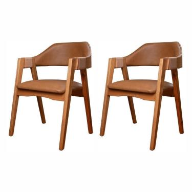 Imagem de Kit 2 Cadeiras De Madeira 100% Maciça, Estofada E Braço Com Corda Náutica Bélgica Living Outdoor Espresso Móveis Imbuia