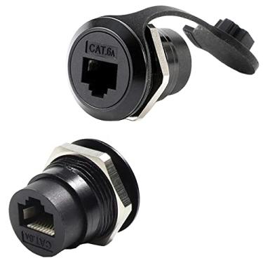 Imagem de PENGLIN Acoplador de montagem em painel blindado RJ45, conector de passagem LAN Ethernet, adaptador de interface de extensão de anteparo fêmea CAT6A para fêmea
