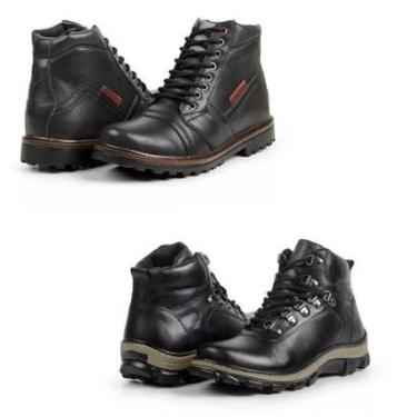 Imagem de Bota Masculina Coturno Cadarço Tratorada Confortável Kit 2-Masculino