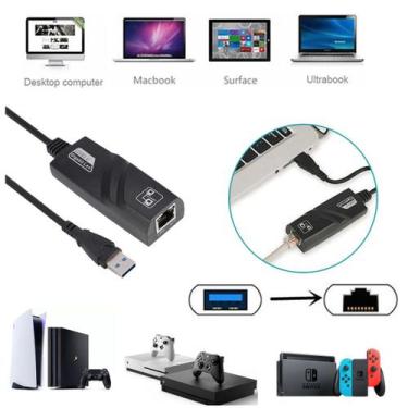 Imagem de Placa Rede Usb Externa Rj45 Adaptador Lan Ethernet - DACAR