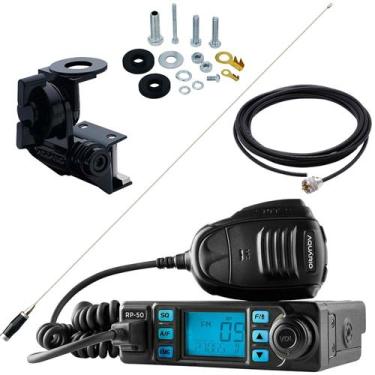 Imagem de Rádio Móvel Px 80 Canais Antena Inox 1,40 metros Cabo 5,5m Suporte Cal