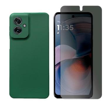 Imagem de GR Global Revolution, Capa Aveludada Para Motorola Moto G55 + Pelicula Privacidade Cor:Verde-escuro