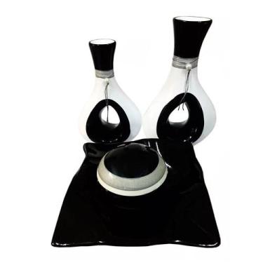 Imagem de Jogo De Vasos Par Furados Centro De Mesa De Sala Black White - Retrofe