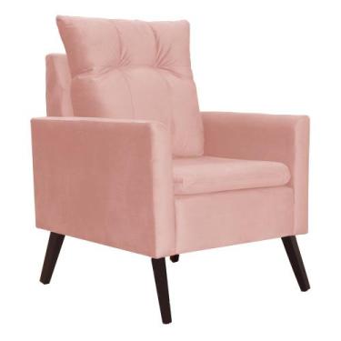 Imagem de Poltrona Decorativa Ligia Luxo Veludo Cores - DS Estofados, Rosa