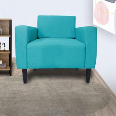 Imagem de Poltrona Estofada Para Sala de Espera Leticia Slim Suede Azul Turquesa