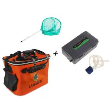 Imagem de Kit Transporte de Iscas Vivas c/ Bolsa Flexível + Oxigenador + Mini Pa