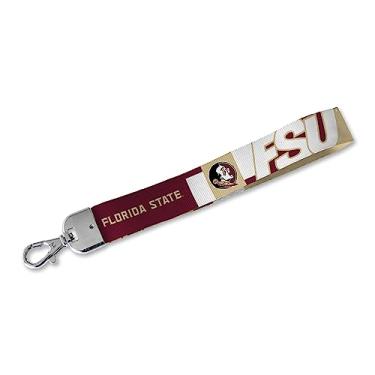 Imagem de Rico Industries NCAA Florida State Seminoles Cordão de pulso chaveiro com alça de pulso bonito suporte para mulheres homens chaves de carro crachás de identificação cartão carteira telefone câmera