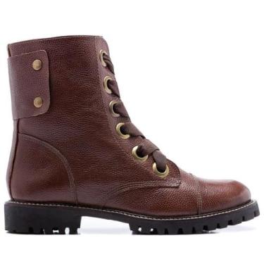 Imagem de Coturno Feminino Couro Tratorado Cano Médio Moderno - Venetto, 39, Mar