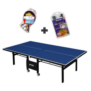 Imagem de MESA DE PING PONG MDF 18mm 1084 KLOPF C/ RODAS + Kit Raquetes e Bolinh