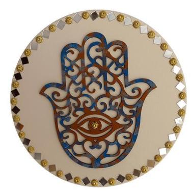 Imagem de Mandala Hamsá/Mão de Fátima/Proteção e Intuição 26cm - Aqui Tem Magia