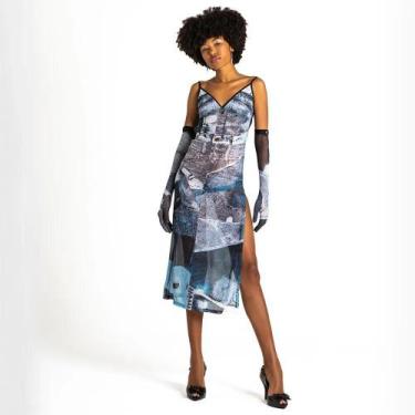 Imagem de Vestido com Fenda Mesh Tule Jeans  Blue Jeans Dario Mittmann, M