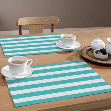 Imagem de Jogo Americano Listras Az 4 Peças 30x40 Base Emborrachada - Style Braz