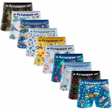 Imagem de Kit 10 Cuecas Box Boxer Infantil Microfibra Menino Criança Kids - Fabe