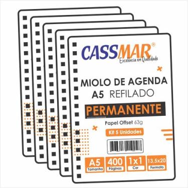 Imagem de Miolo de Agenda A5 permanente 20,5x13,5 cm kit com 05 uni - Cassmar 