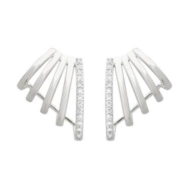 Imagem de Brinco Ear Hook 5 Fios com Pedras Banhado Prata 925 - Papillon Semi Jó