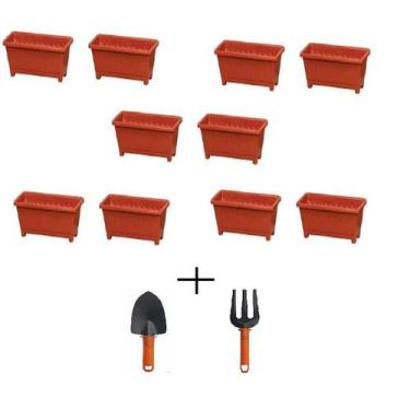 Imagem de 10 Floreiras Jardineira Pá Rastelo Decora Casa Apto Varanda - Plasnew