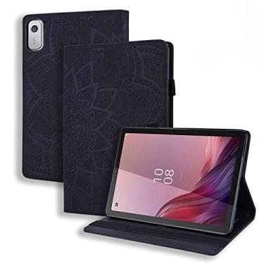 Imagem de TIPOYOROO Capa para Lenovo Tab M9 22.9 cm (TB-310FU, lançado em 2023) Capa fina de couro sintético premium com suporte para lápis e cinto elástico para tablet Lenovo Tab M9 9 polegadas Android, preta