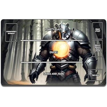 Imagem de MTG Playmat, TCG Game Mat for Trading Card Game 24" x14" Demon Warrior Series Series MTG Play Mat with Zones Non-Slip Natural Rubber Bottom Washable MTG Game Mats