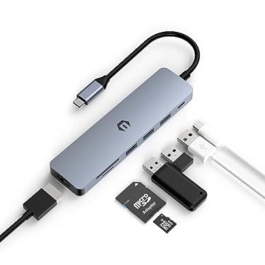 Imagem de Tiergrade Adaptador multiportas USB C, estação de ancoragem USB C 7 em 1 com HDMI, 100W PD, 3 USB 3.0, SD/TF, áudio, para MacBook Pro/Air, Chromebook Pixel, Dell XPS 13/15