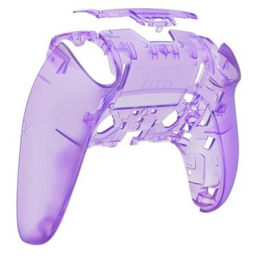 Imagem de eXtremeRate Capa traseira personalizada compatível com controlador de borda ps5, roxo atômico transparente, capa traseira de substituição DIY compatível com ps5 Edge Controller