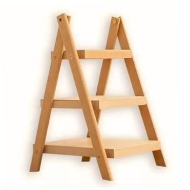 Imagem de Escadinha de mesa em mdf cru 3 degraus decorar e organizar festas aniv