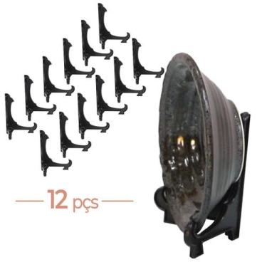 Imagem de Kit Com 12 Peças Suporte Para Pratos e Azulejos Preto 12,5cm - AC