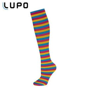 Imagem de Meia 3/4 feminina listrada divertida adulto Lupo, Colorida, 34 a 39