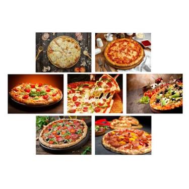Imagem de Kit Quadros Pizza Lanchonete Pizzaria Restaurante 7 Peças - CAMALEÃO D