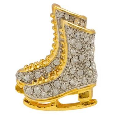 Imagem de Broche Strass Patins de Gelo BRG6132 - Akasaki, Dourado