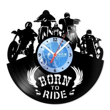 Imagem de Relógio De Parede Disco Vinil Motos - Born To Ride - VMO-015 - Moderna