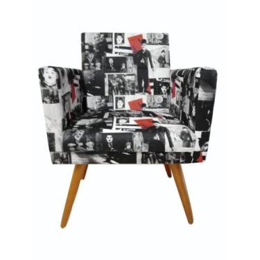 Imagem de Poltrona Decorativa Nina Suede Chaplin Pés Madeira Ms Decor - Mansão D