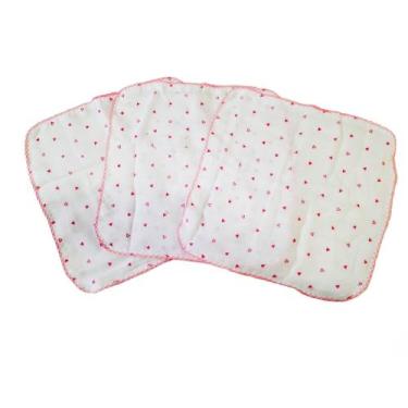 Imagem de Kit c/5 Fralda De Boca Cremer 33x33cm Com Crochê - Dugu, Rosa