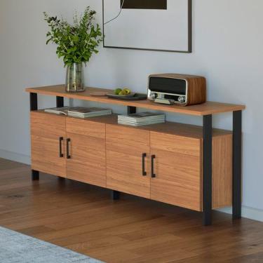 Imagem de Balcão Industrial 135cm 4 Portas Freijó/Preto Fosco - Dalla Costa