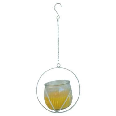 Imagem de Pote com Vela no Suporte com Corrente de Metal  Aroma Citronela  30cm 