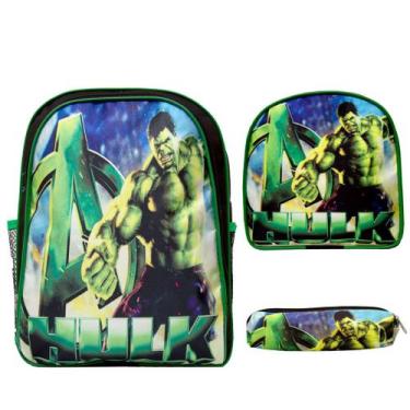 Imagem de Mochila Incrivel Hulk com Lancheira Infantil Costas Aulas - TOYS 2U