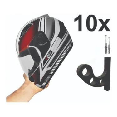 Imagem de Kit 10 Suportes De Parede Para Capacetes Cinza - 3D Art