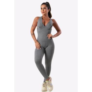 Imagem de Macacão Feminino Com Bojo Suplex Fitness Academia Ginástica Liso - ble