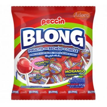 Imagem de Pirulito chicle blong gigante 24unx28g peccin, MORANGO