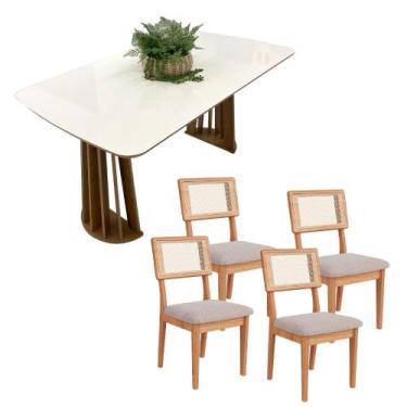 Imagem de Mesa de Jantar 1,60m com 4 Cadeiras Dalla Costa 100% MDF - Dalla Costa