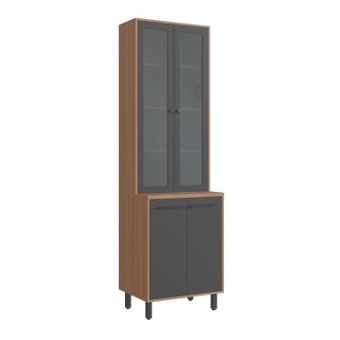 Imagem de Cristaleira 4 Portas com Portas Vidro Fumê 65cm Havana Rovere / Grafite
