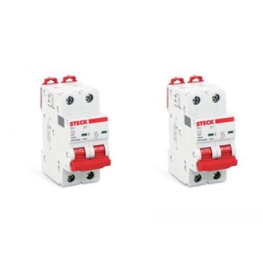 Imagem de Kit C/2 - Disjuntor Steck Din Bipolar 02A   Sdd62C02