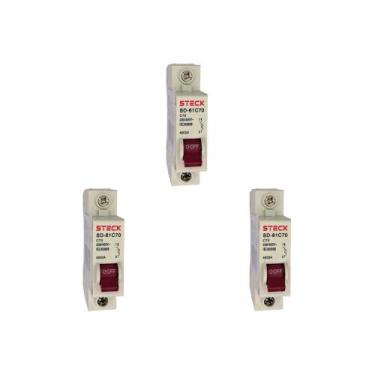 Imagem de Kit C/3 - Disjuntor Steck Din Unipolar 70A Sd61 C Sd61C70