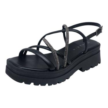 Imagem de Sandália Feminino Flatform Tratorada Strass Moderna Ramarim