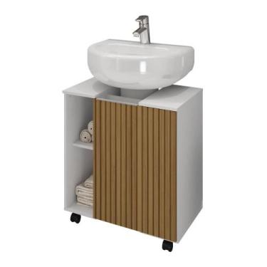 Imagem de Gabinete Banheiro Sem Cuba Ripado Porta Lindo Moderno - Casa Roma