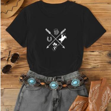 Imagem de Blusa Modinha Agro Country Flechas Cowboy Faroeste Show Cavalos Rodeio