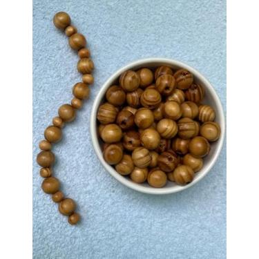 Imagem de 200 Conta Madeira 12mm Castanha Miçanga Bola Passante Missanga Bijuteria Artesanato