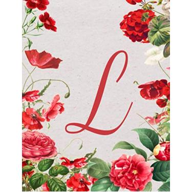 Imagem de Red Floral Letter L Notebook: 120 pages, college rule, personalized letter