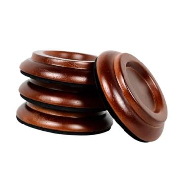 Imagem de Colaxi 4 copos do rodízio do piano dos pces, de madeira, anti ruído, almofada do pé, acessórios do piano, protetor vertical do assoalho da roda do piano para, Marrom